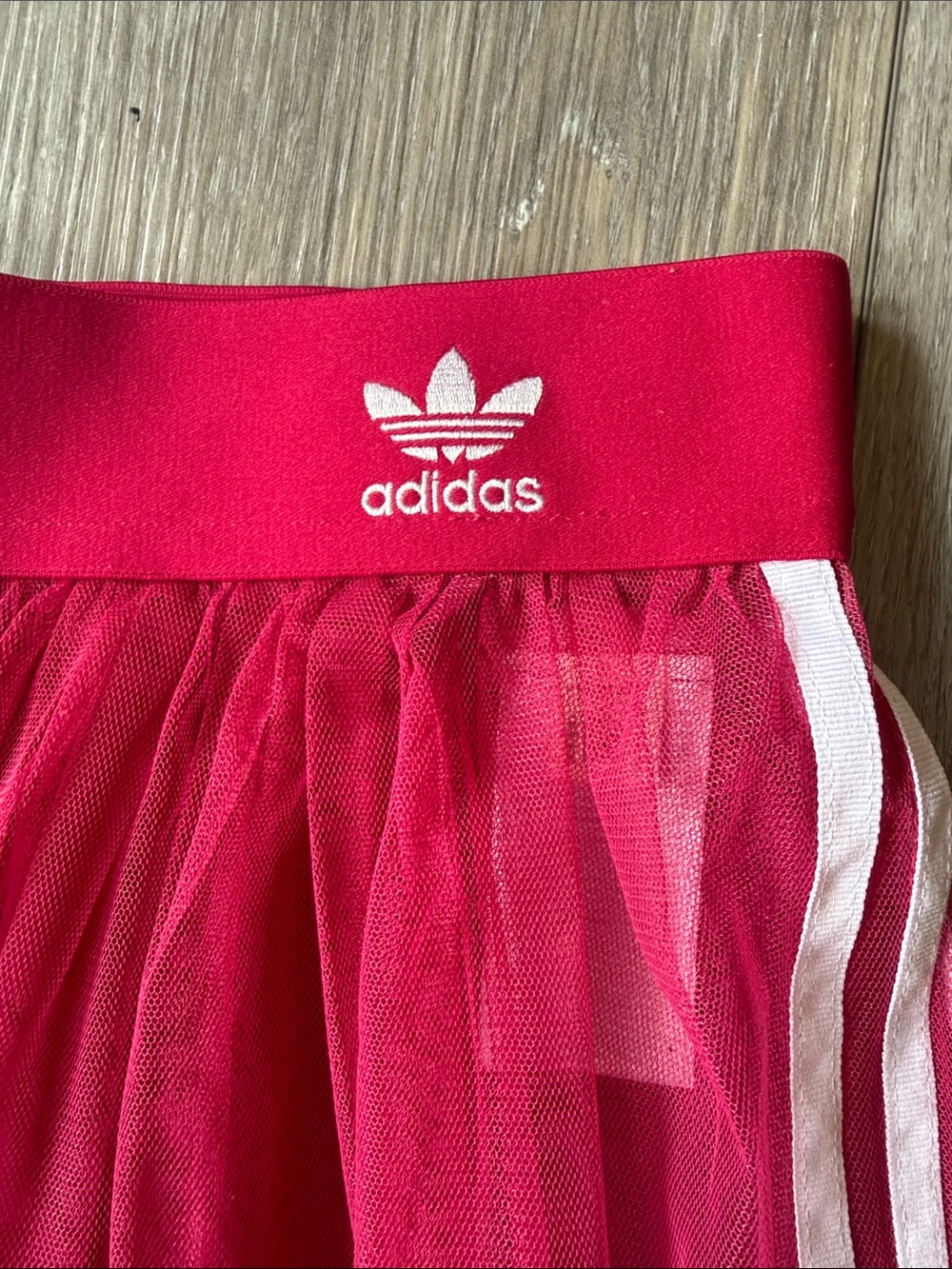 adidas Originals Sleek Three Stripe Mesh Tulle Skirt in Pink - Picture 10 of 16